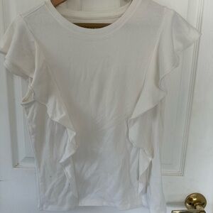 White Ruffle Sleeve Top